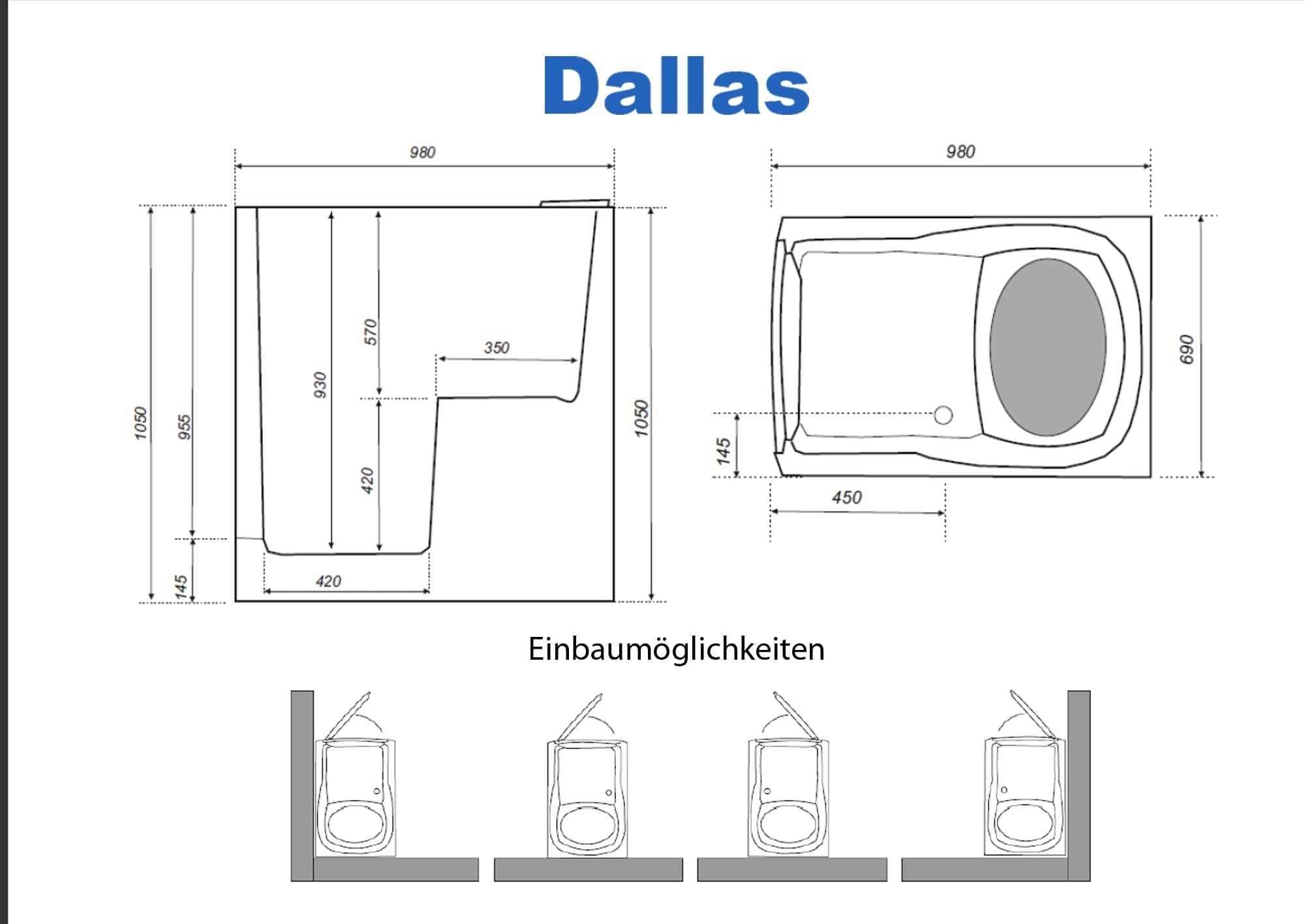 Badewanne mit T&uuml;r Einbaubeschreibung Dallas